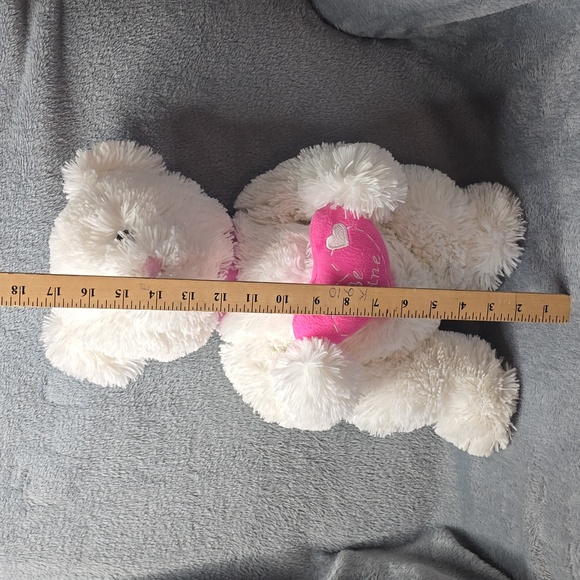 18" Valentines Day white bear very fluffy and soft - Picture 7 of 7